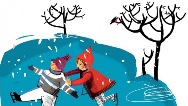 Дети катаются на льду