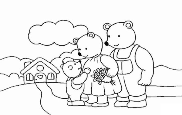 Семья мишек раскраска