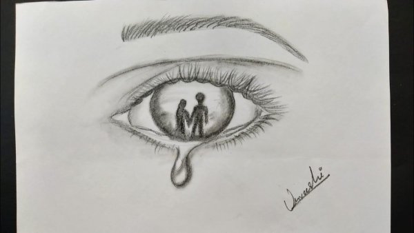 Закрытый глаз со слезой