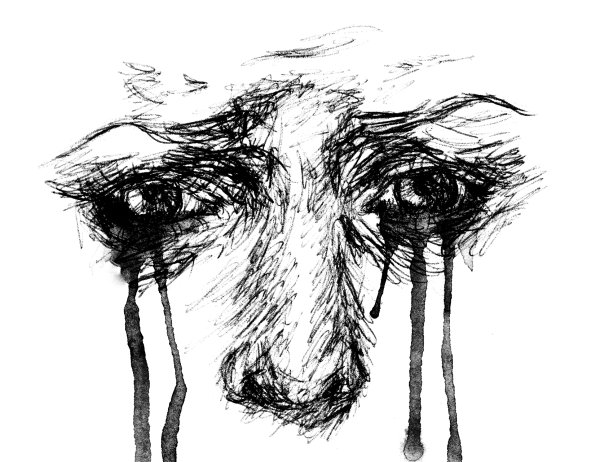 Глаз со слезой карандашом