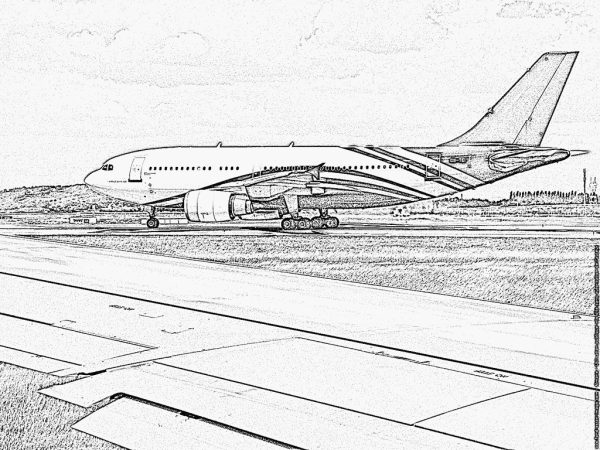 Взлет самолета сбоку Боинга-747