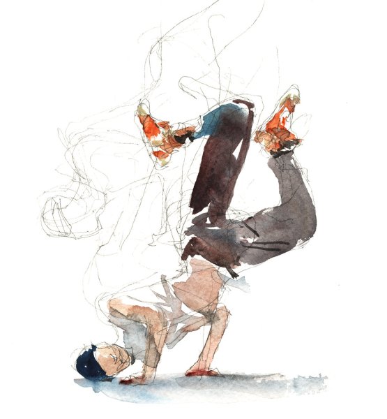 Брейк данс акварель