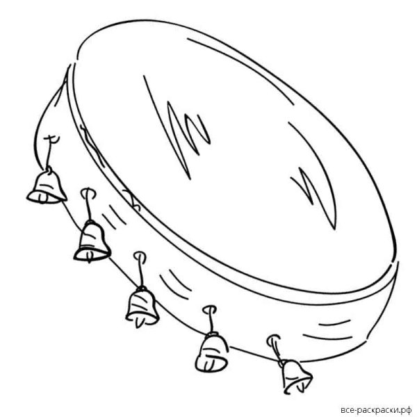 Музыкальный инструмент бубен разукрашка