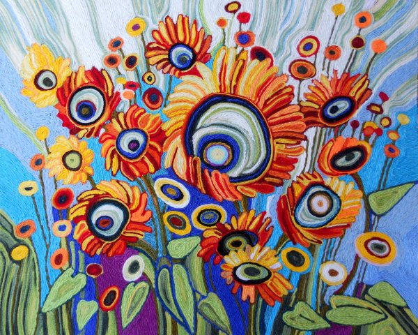 Картины ниткография осень