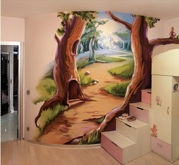 Художественная роспись стен в интерьере