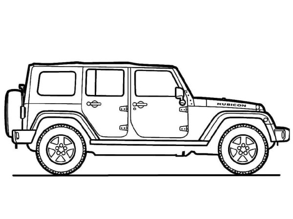 Раскраска Jeep Wrangler Rubicon