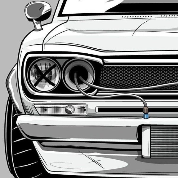 Машина арт черно белый