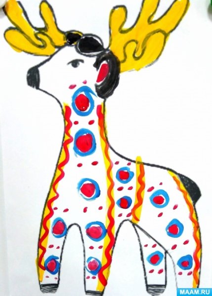 Рисование Дымковский козлик