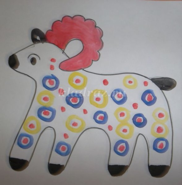 Дымковская роспись козлик