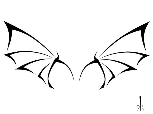 Крылья демона карандашом