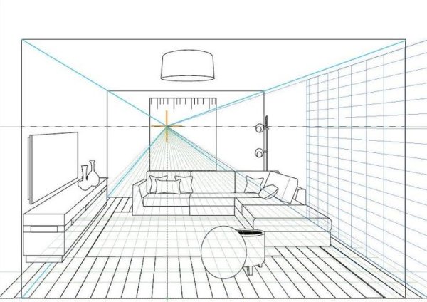 Перспектива комнаты сбоку