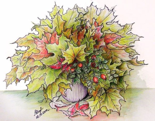 Осенний букет рисунок карандашом