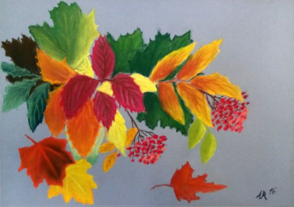 Букет из листьев карандашом