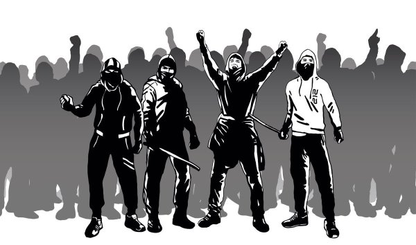 Нарисованный бандит с битой