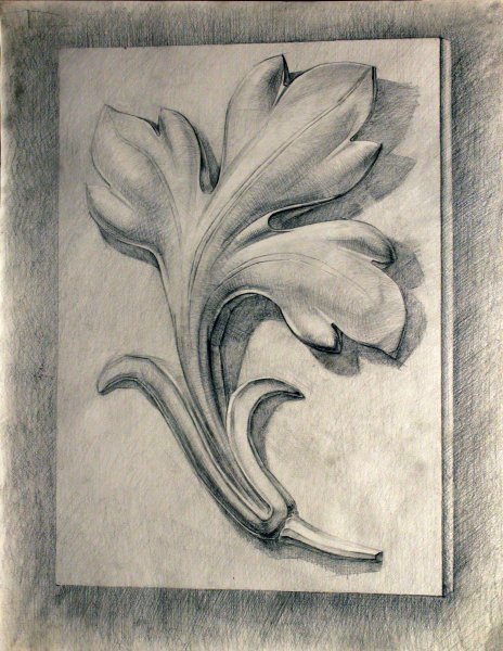 Рельеф лист аканта гипс