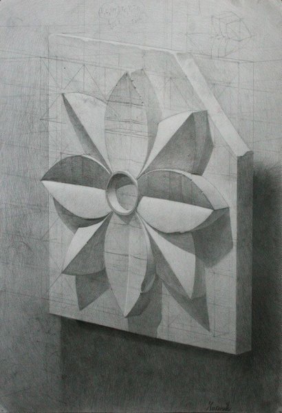 Академический рисунок гипсовая розетка