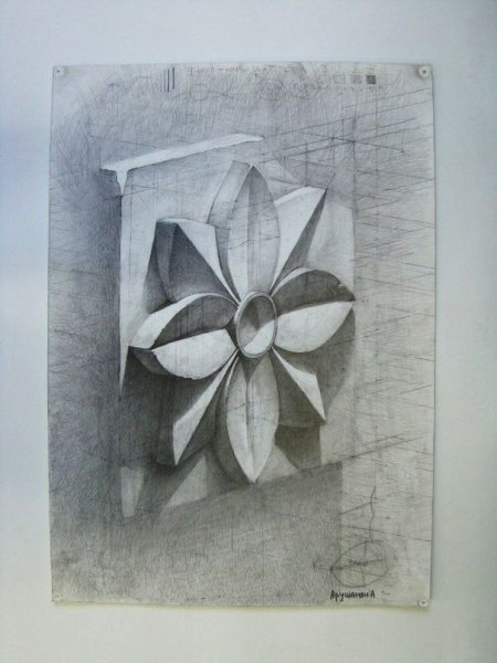 Гипсовая розетка пятилистник Академический рисунок