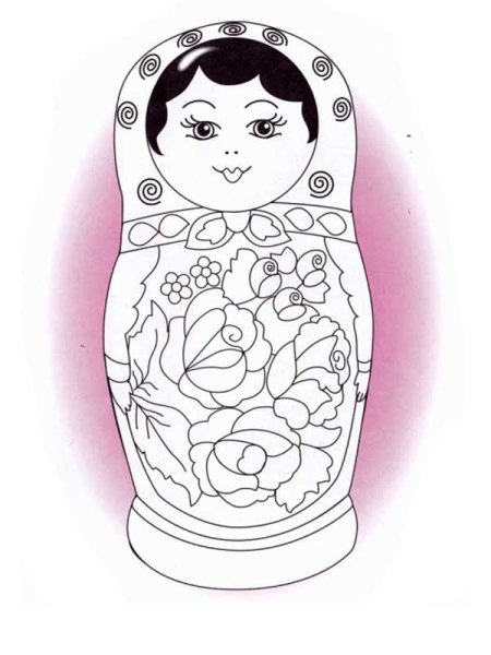 Семеновская Матрешка разукрашка