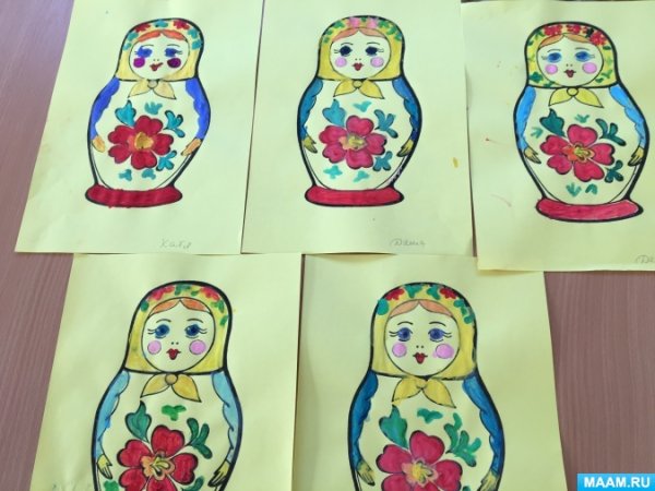 Рисование Матрешка в старшей группе
