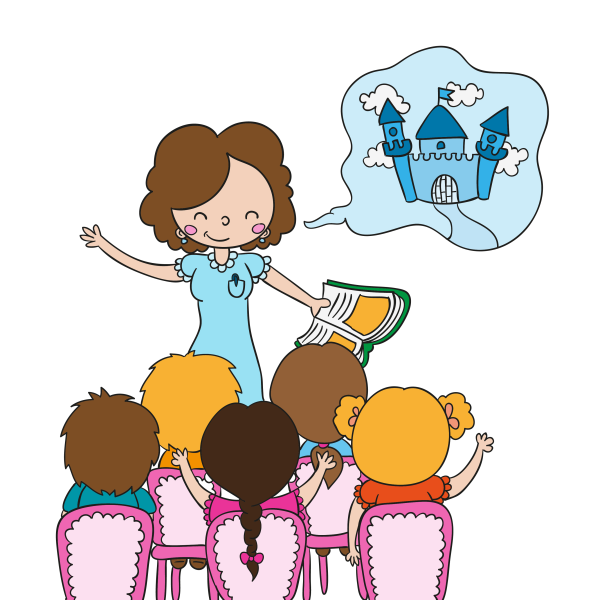 Иллюстрация воспитатель с детьми