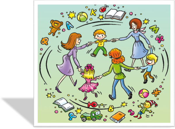 Иллюстрация воспитатель с детьми