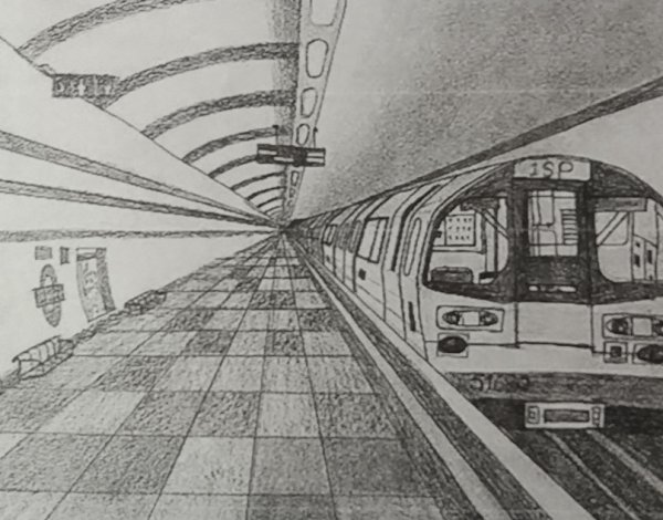 Поезд в перспективе