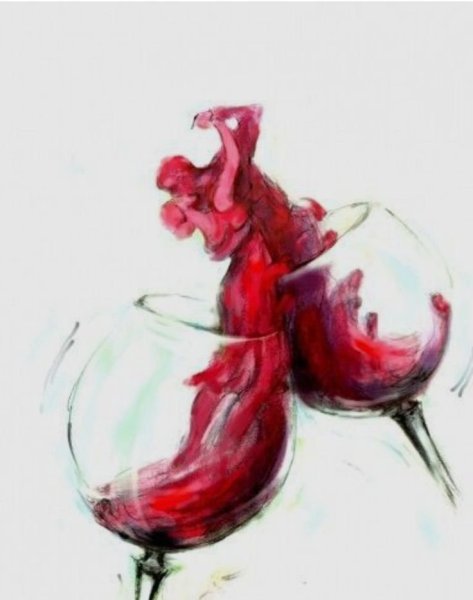 Бутылка вина акварелью