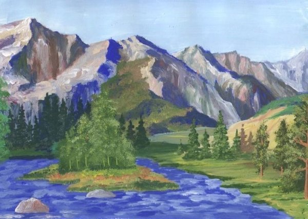 Горы гуашью