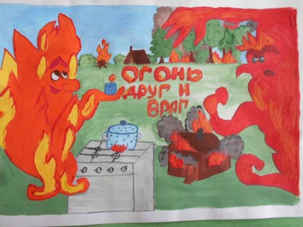 Рисунок на тему осторожно огонь