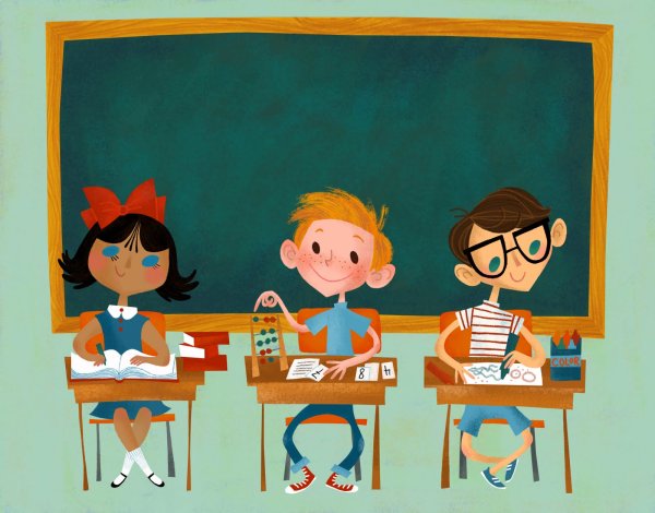 Школьник иллюстрация в классе