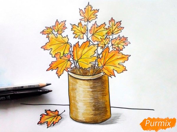 Осенний натюрморт цветными карандашами