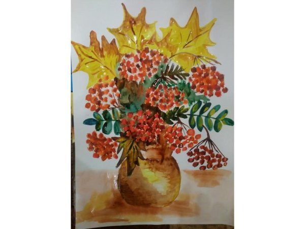 Осенний букет цветными карандашами