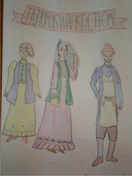 Национальный костюм Татаров рисунок