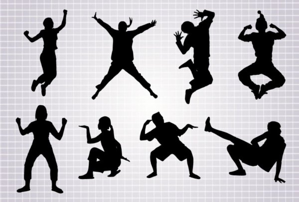 Силуэты людей в движении