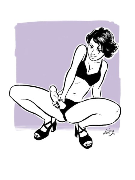 Девушка со страпоном рисунок