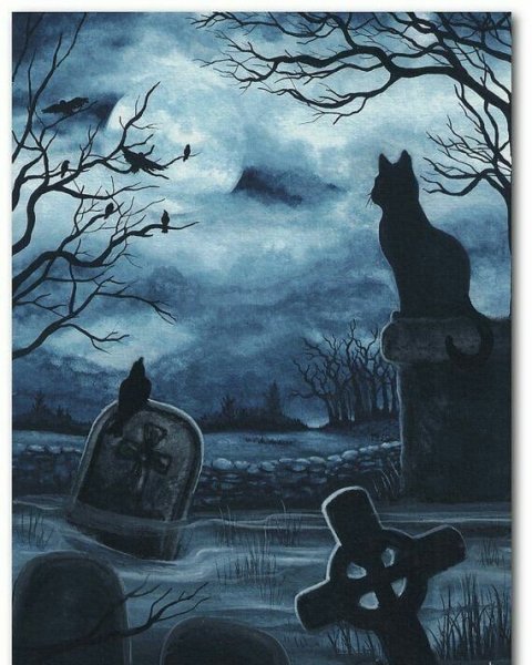 Кот на кладбище