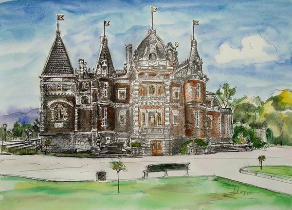 Массандровский дворец акварель