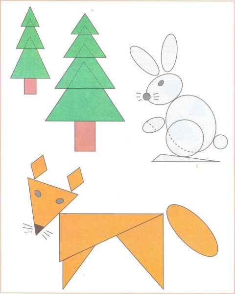 Животные из геометрических фигур