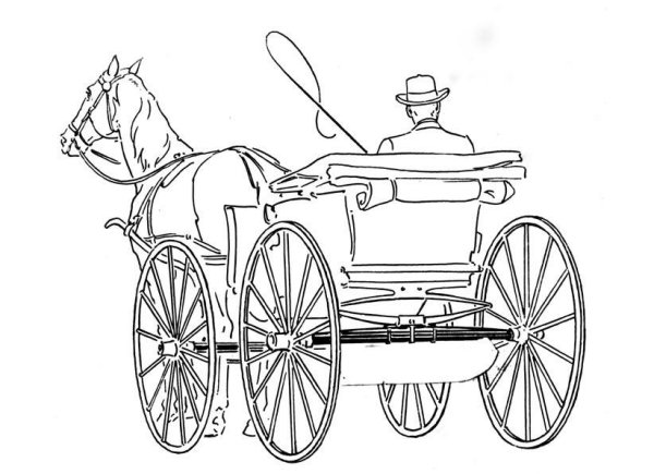 Раскраска карета с лошадью