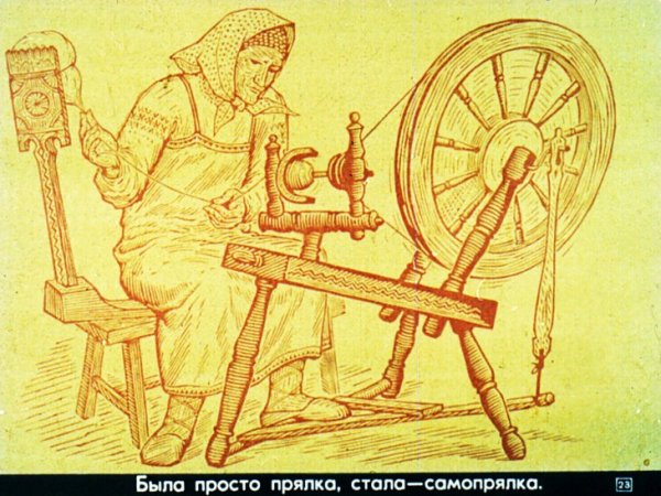 Прясть на прялке с веретеном