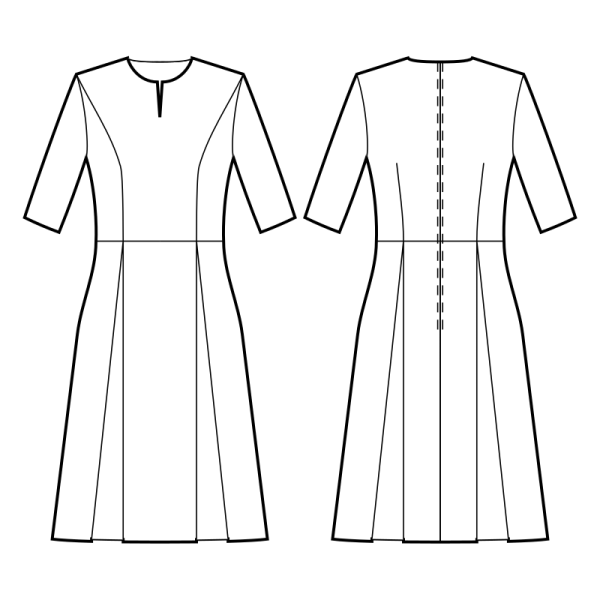 Технический рисунок платья вид спереди и сзади