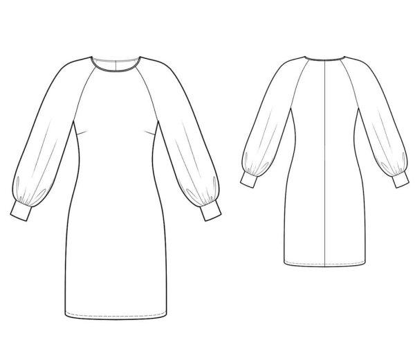 Эскиз платья прямого силуэта
