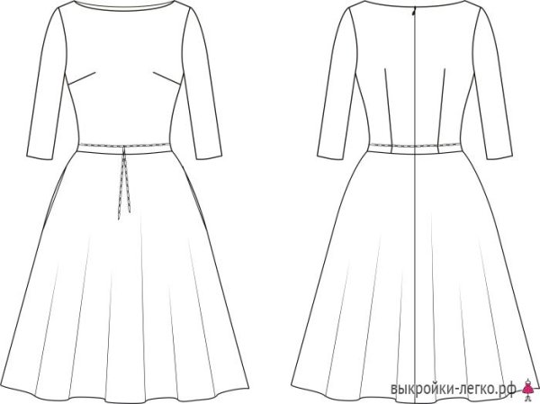 Эскиз платья с длинным рукавом