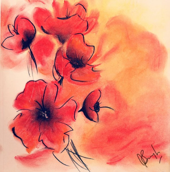 Рисование цветов пастелью