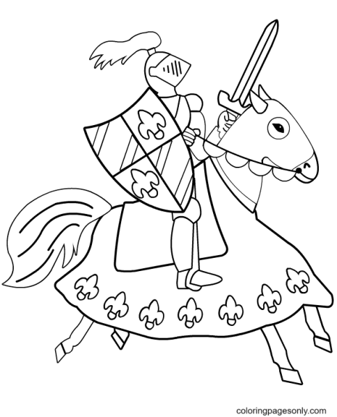 Рыцарь на коне раскраска