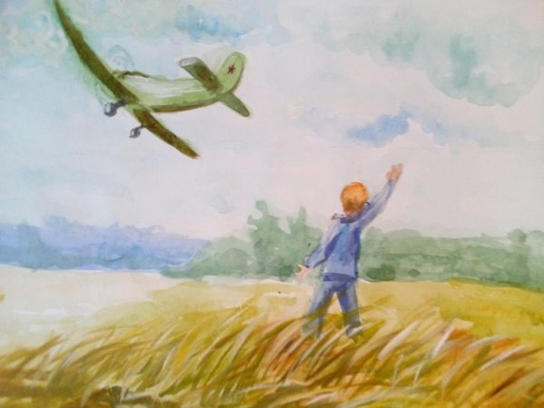 Мирное небо акварель