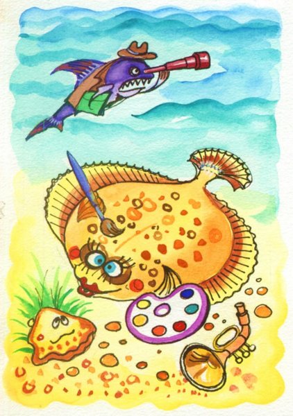 Камбала нарисовать