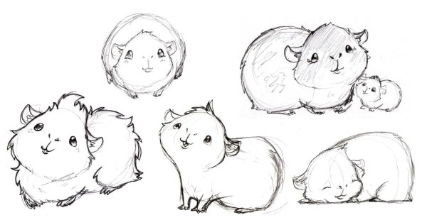 Хомячки цветными карандашами