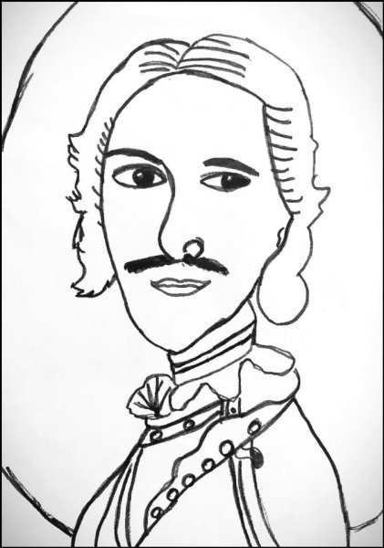 Портрет Петра 1 рисунок