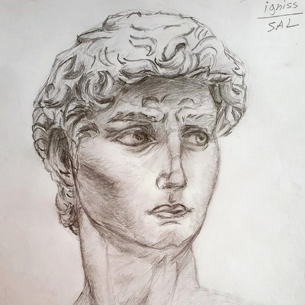 Давид скульптура Микеланджело карандаш